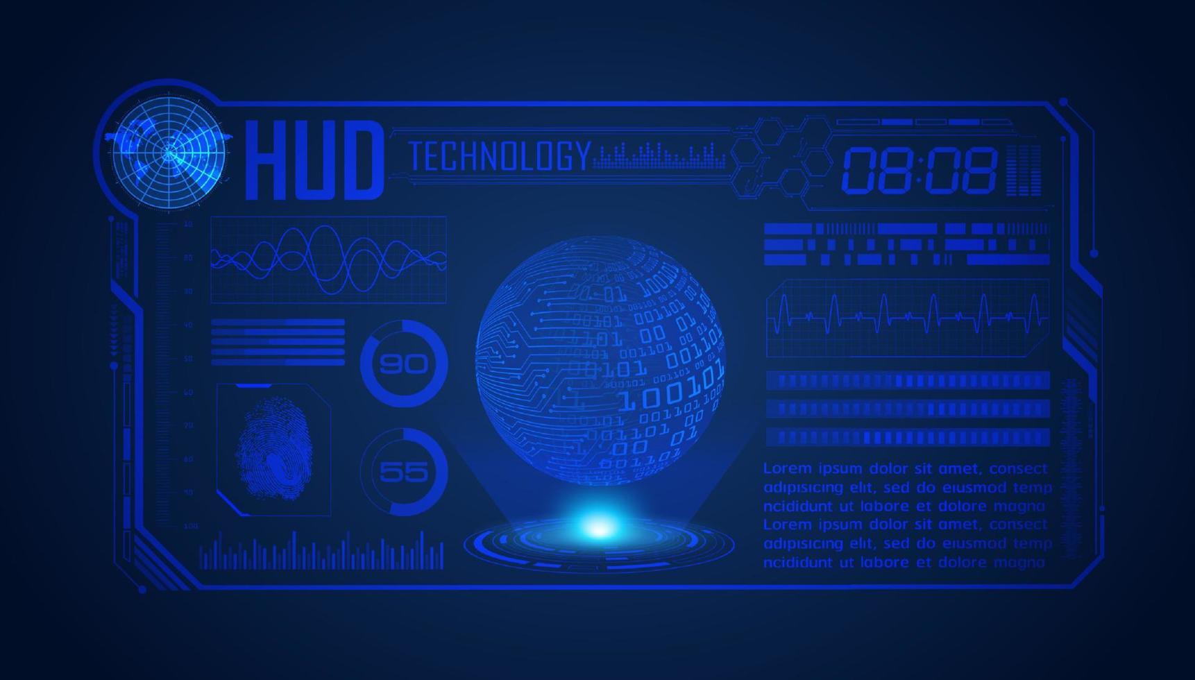 Blue Modern HUD Technology Screen Background vector