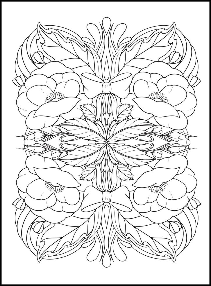 Flowers Adult Coloring Book Pages vector