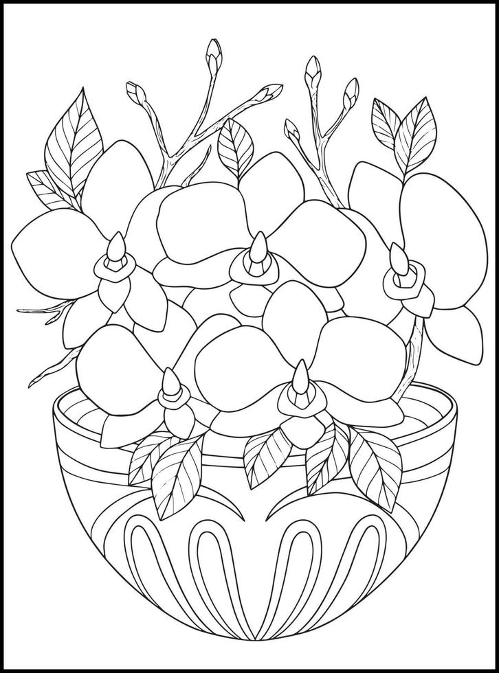 Flowers Adult Coloring Book Pages vector