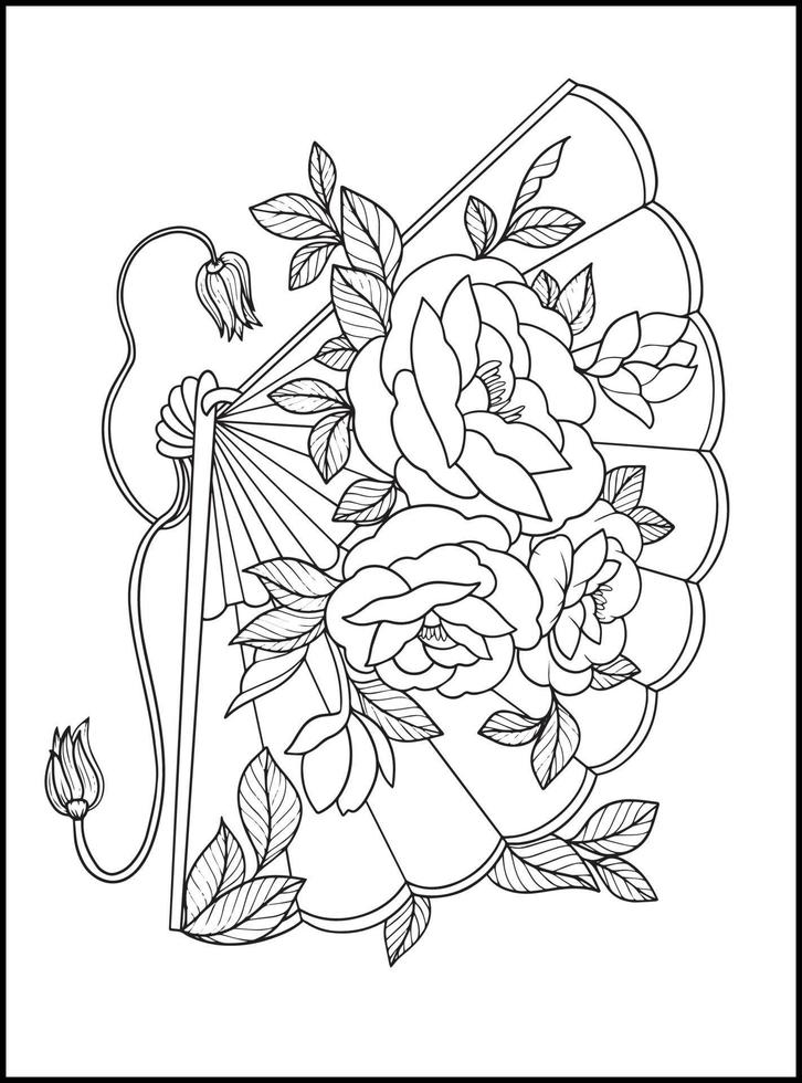 Flowers Adult Coloring Book Pages vector