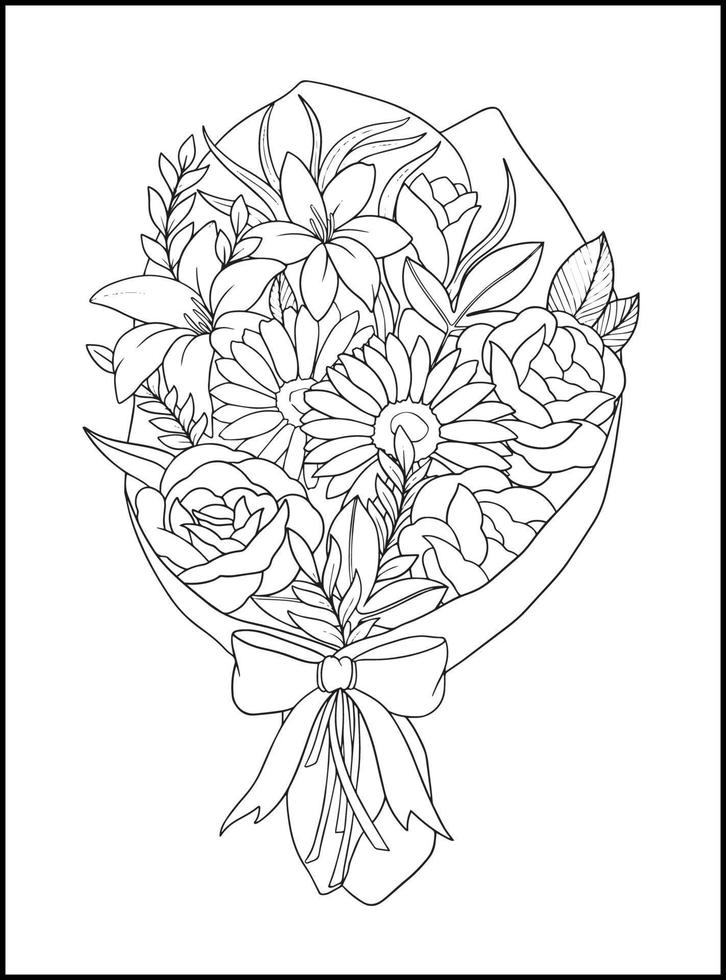 flores páginas para colorear para adultos vector