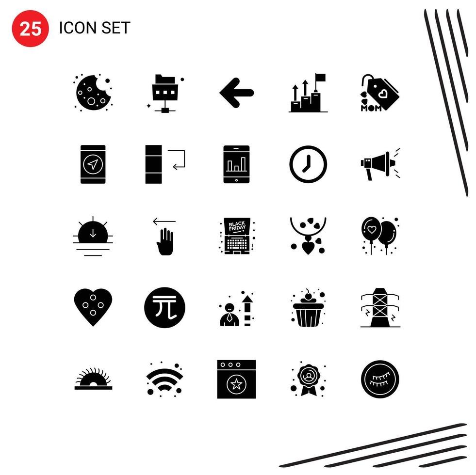 Set of 25 Modern UI Icons Symbols Signs for mom tag back mission growth Editable Vector Design Elements