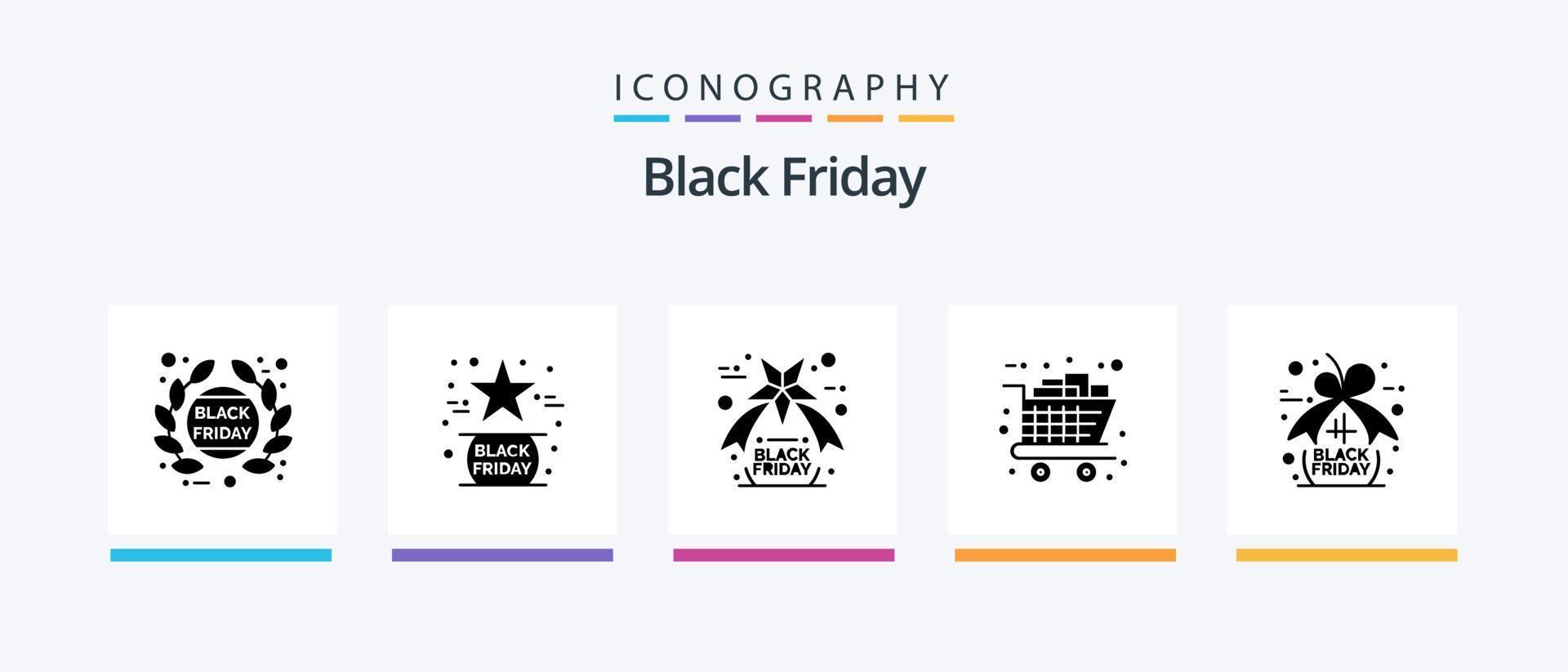 Black Friday Glyph 5 Icon Pack Including shopping. buy. like. black friday. star. Creative Icons Design vector