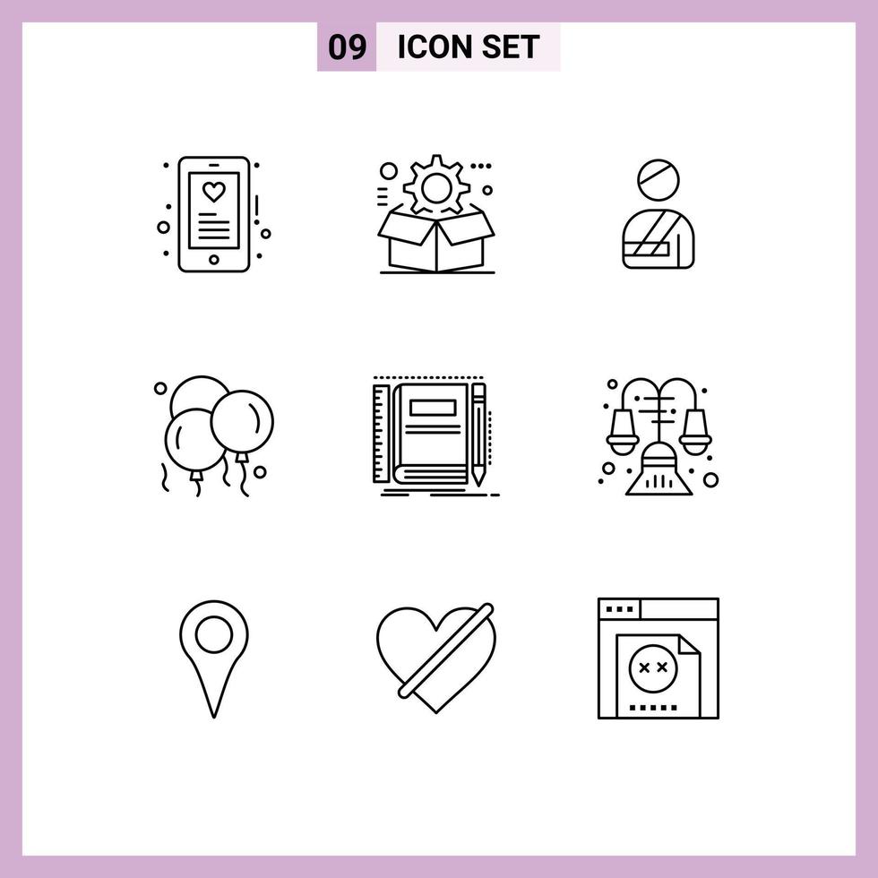 9 Thematic Vector Outlines and Editable Symbols of book father configuration dad hospital Editable Vector Design Elements