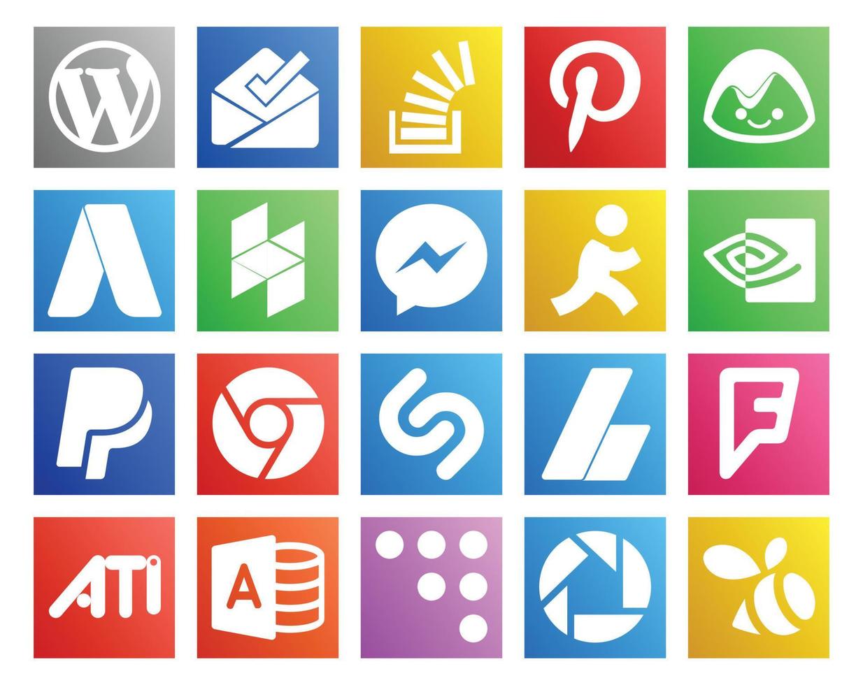 20 Social Media Icon Pack Including adsense chrome basecamp paypal aim vector