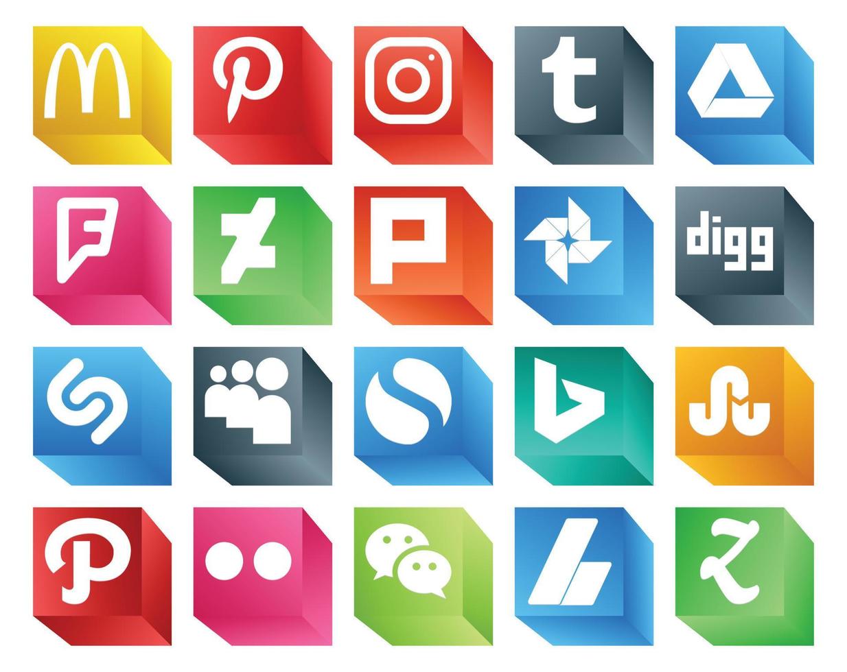 20 Social Media Icon Pack Including wechat path photo stumbleupon simple vector