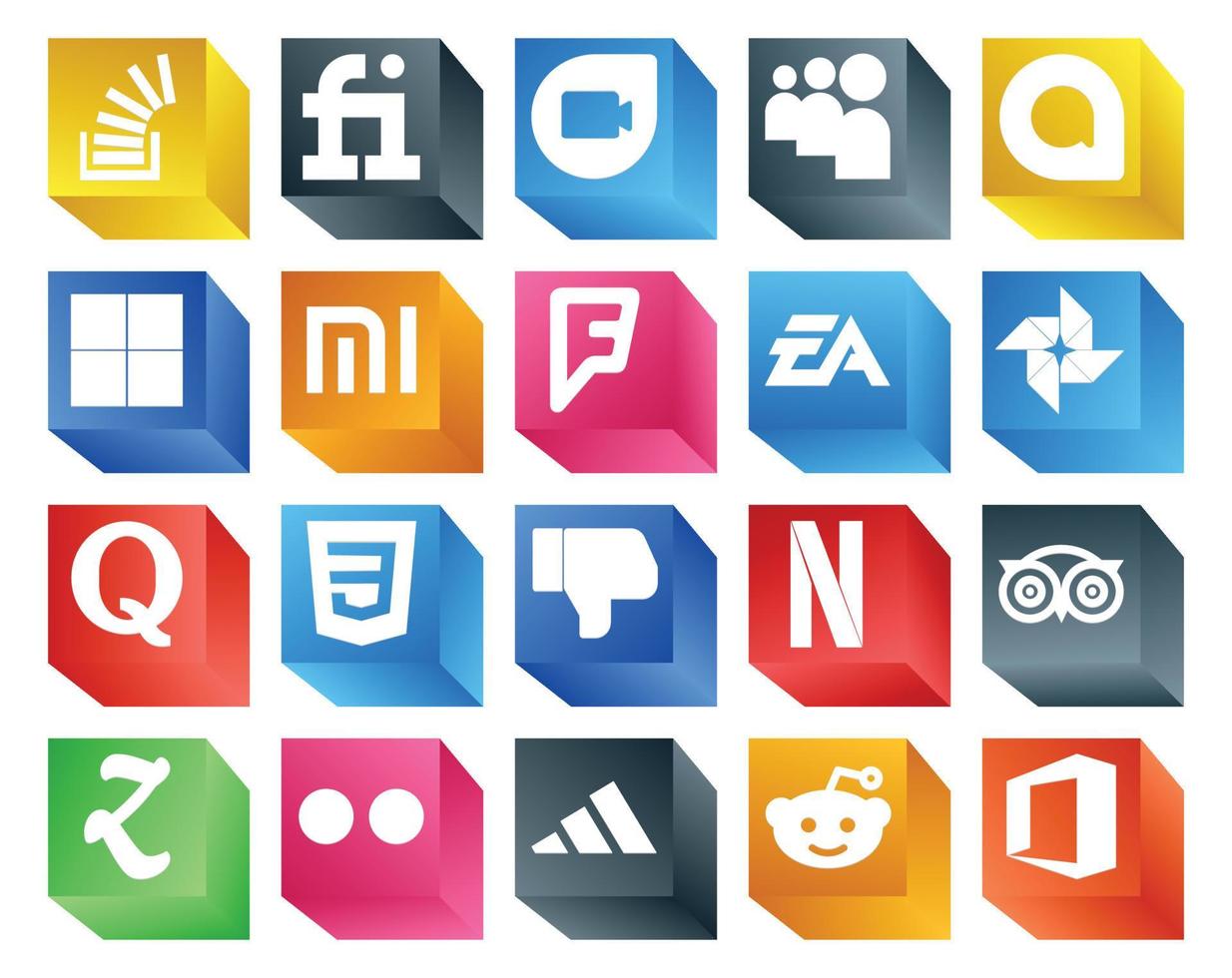 20 Social Media Icon Pack Including css quora delicious photo ea vector