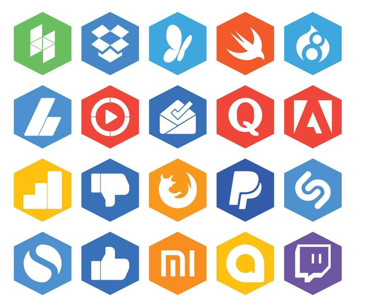 20 Social Media Icon Pack Including paypal firefox video dislike adobe vector