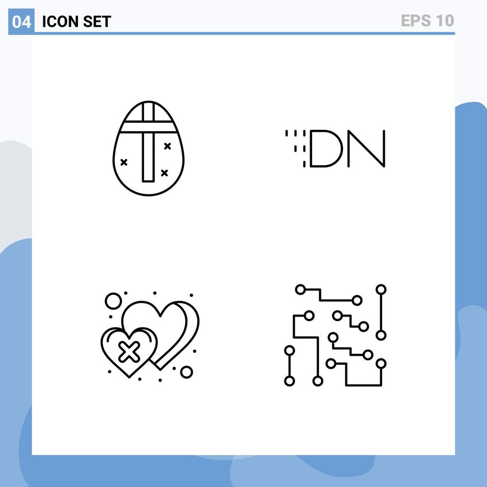Universal Icon Symbols Group of 4 Modern Filledline Flat Colors of easter egg heart holidays crypto cross Editable Vector Design Elements