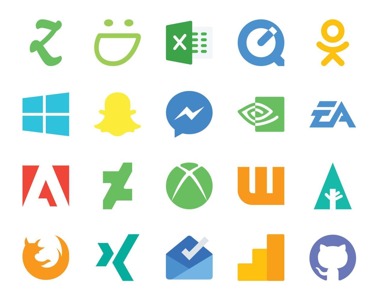 20 Social Media Icon Pack Including firefox wattpad nvidia xbox adobe vector