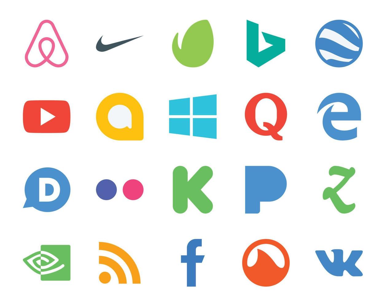 20 Social Media Icon Pack Including nvidia pandora windows kickstarter disqus vector