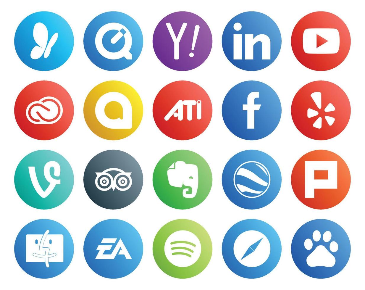 20 Social Media Icon Pack Including evernote tripadvisor cc vine facebook vector