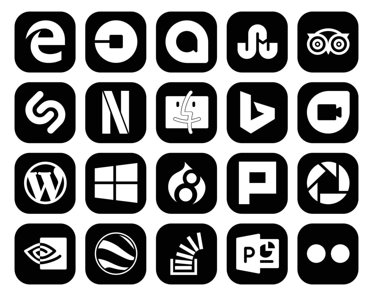 20 Social Media Icon Pack Including plurk windows shazam cms google duo vector