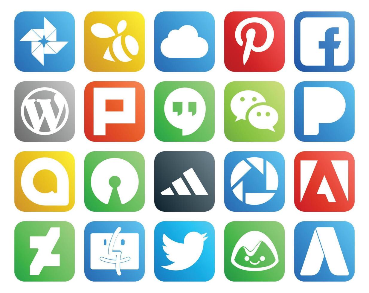 20 Social Media Icon Pack Including deviantart picasa hangouts adidas google allo vector