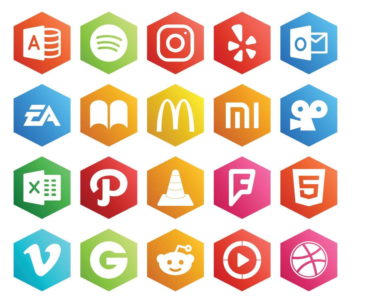 20 Social Media Icon Pack Including foursquare media ibooks vlc excel vector