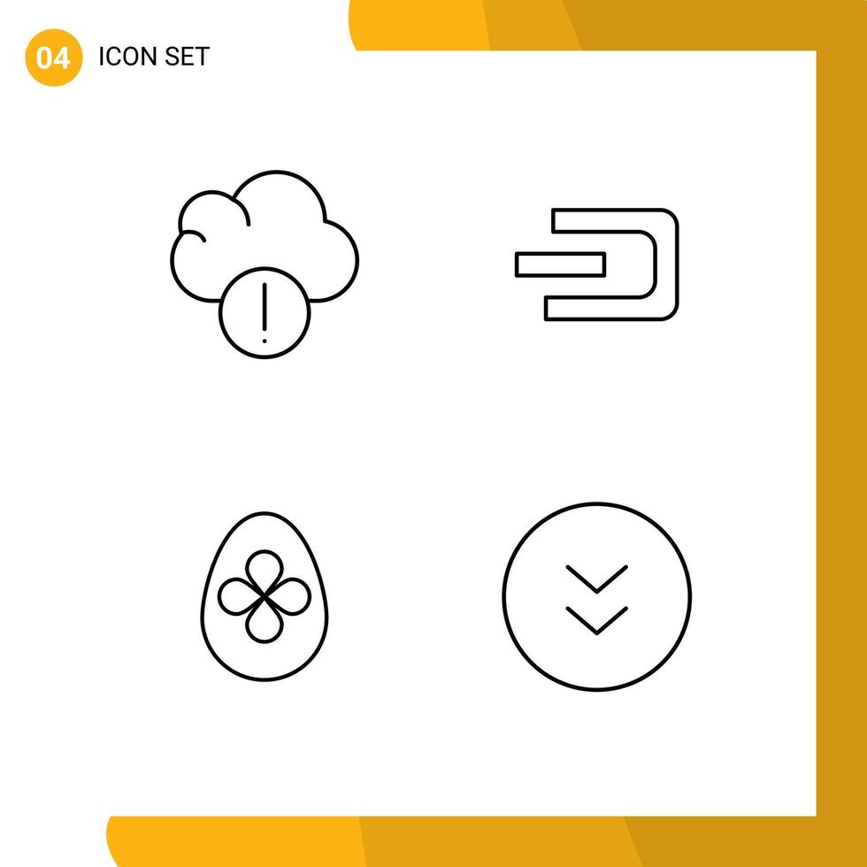 Set of 4 Vector Filledline Flat Colors on Grid for alert easter egg dash crypto currency arrows Editable Vector Design Elements