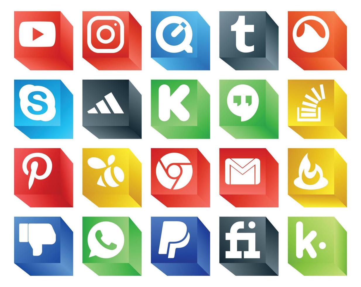 20 Social Media Icon Pack Including chrome pinterest adidas overflow question vector