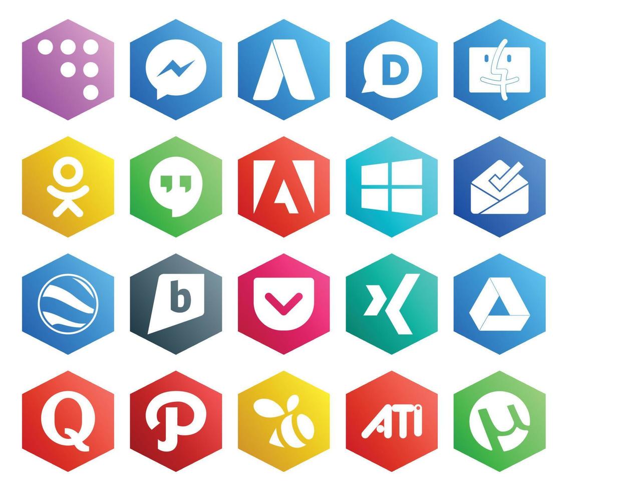 20 Social Media Icon Pack Including path quora windows google drive pocket vector