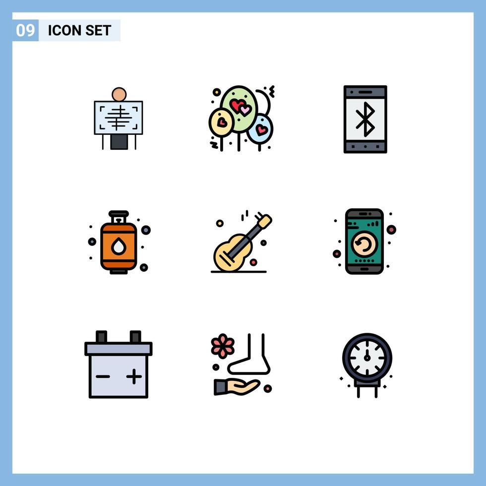 9 Creative Icons Modern Signs and Symbols of american music cell guiter gas Editable Vector Design Elements