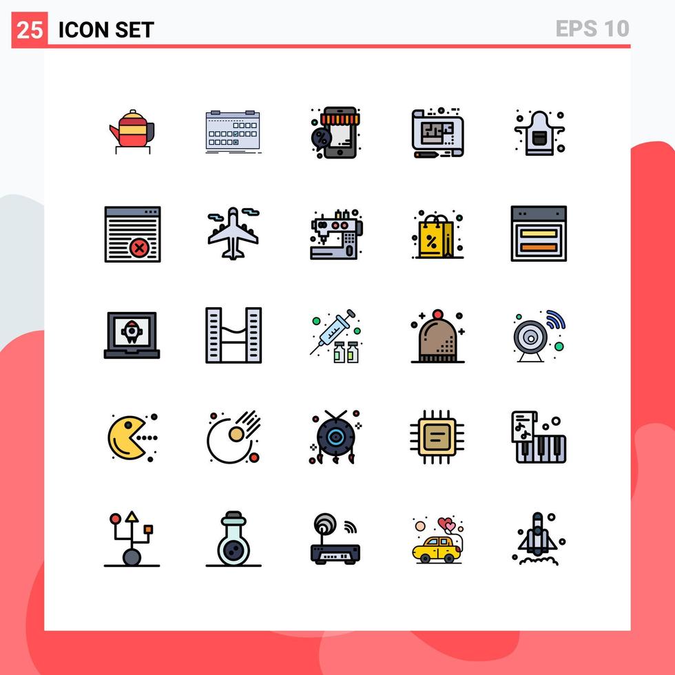 Stock Vector Icon Pack of 25 Line Signs and Symbols for floor blue schedule architecture store Editable Vector Design Elements