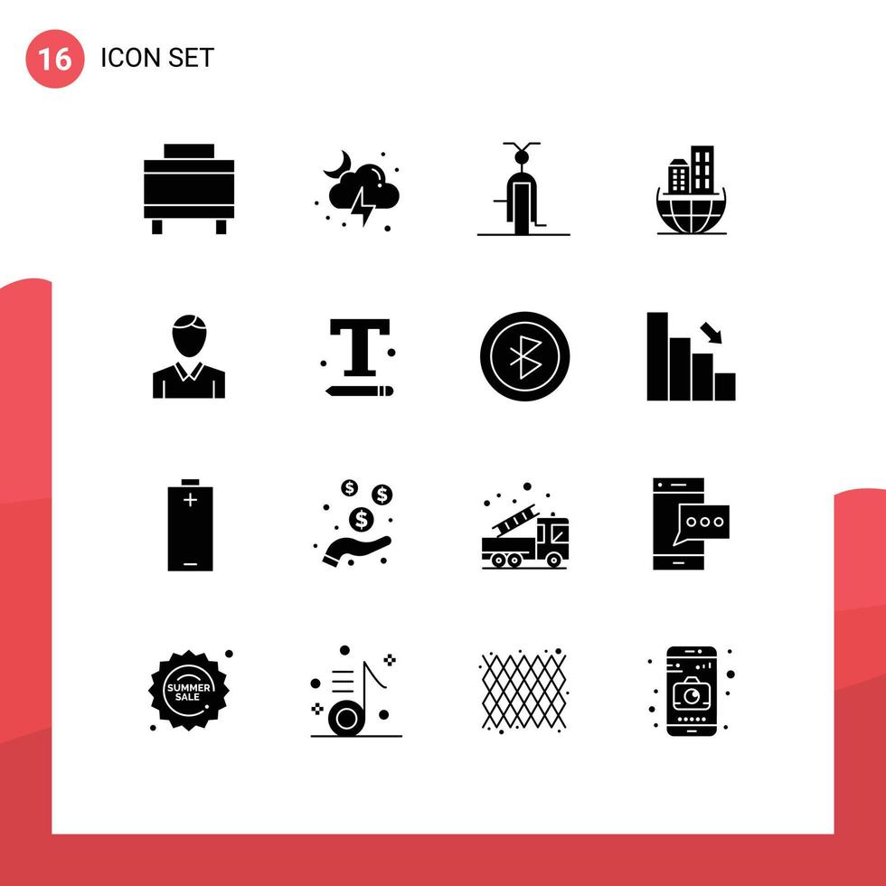 16 Solid Glyph concept for Websites Mobile and Apps human sustainable filled business global organization Editable Vector Design Elements