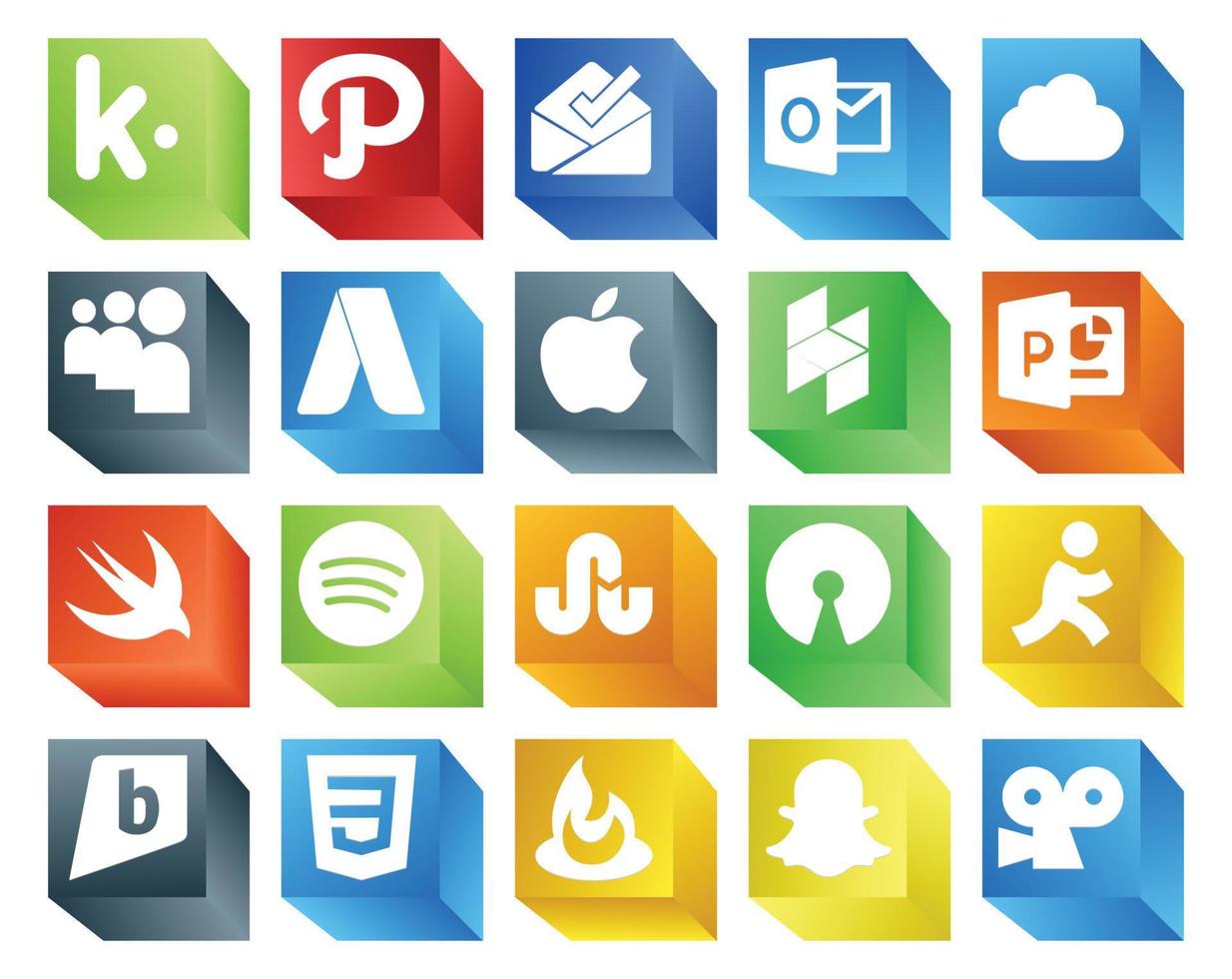 Paquete de 20 íconos de redes sociales que incluye feedburner brightkite houzz aim stumbleupon vector