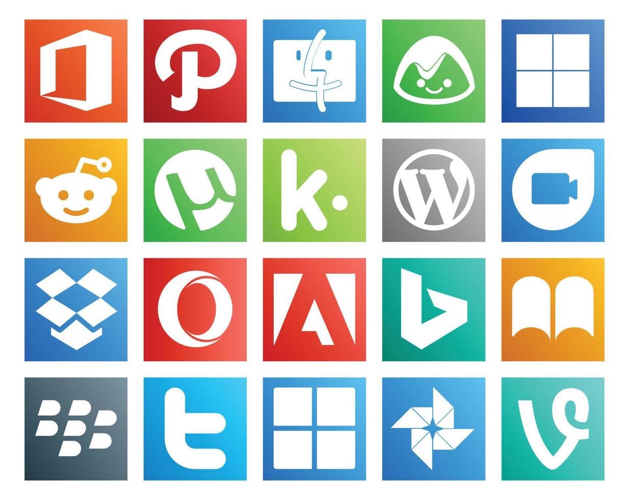 20 Social Media Icon Pack Including twitter ibooks wordpress bing opera vector