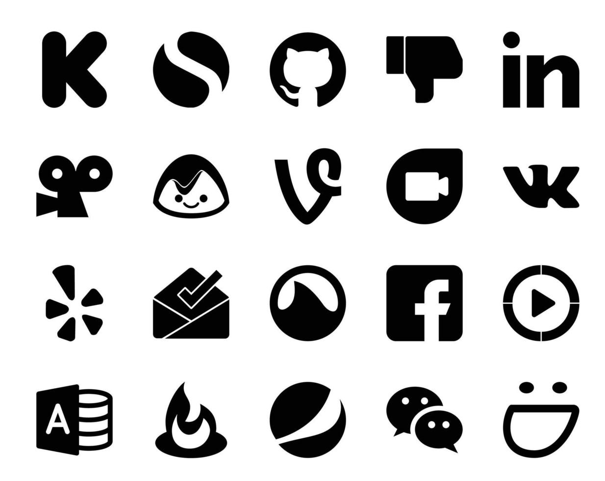 20 Social Media Icon Pack Including feedburner video google duo windows media player grooveshark vector