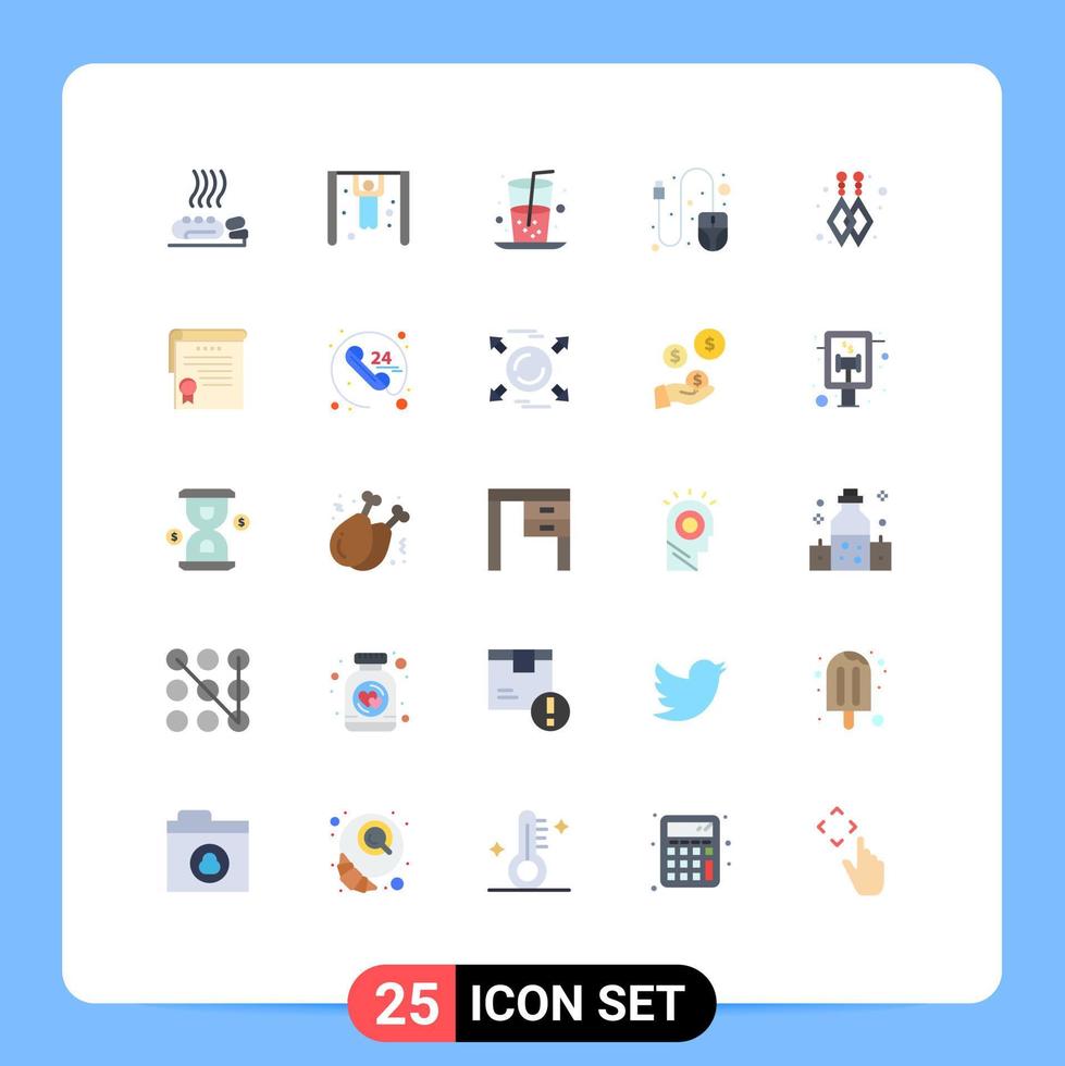 Stock Vector Icon Pack of 25 Line Signs and Symbols for certificate custom earrings beverage scroll computer Editable Vector Design Elements