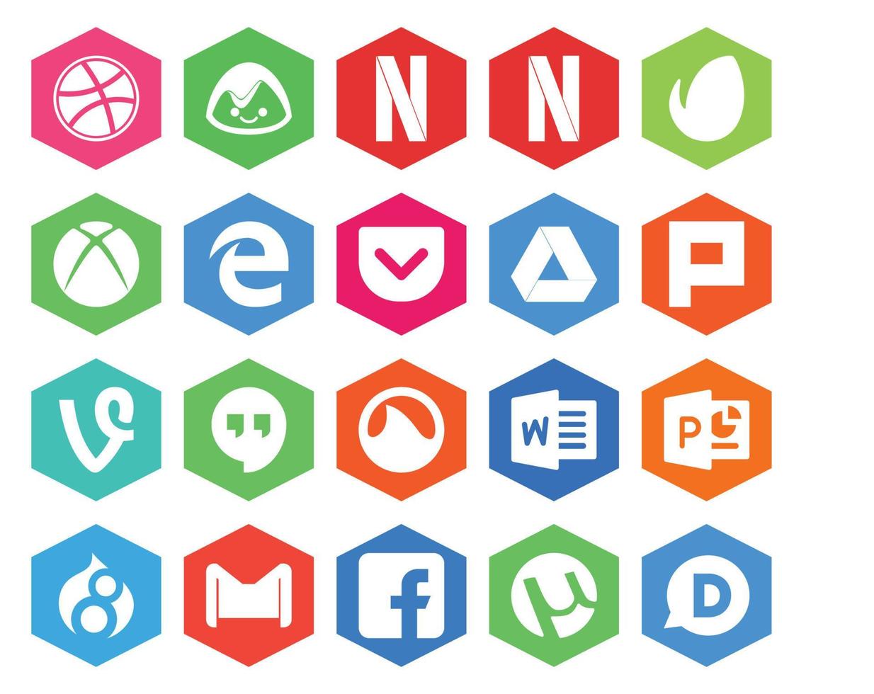 20 Social Media Icon Pack Including mail gmail plurk drupal word vector