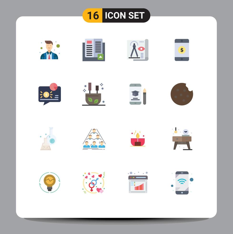 Universal Icon Symbols Group of 16 Modern Flat Colors of banking mobile school dollar paper Editable Pack of Creative Vector Design Elements