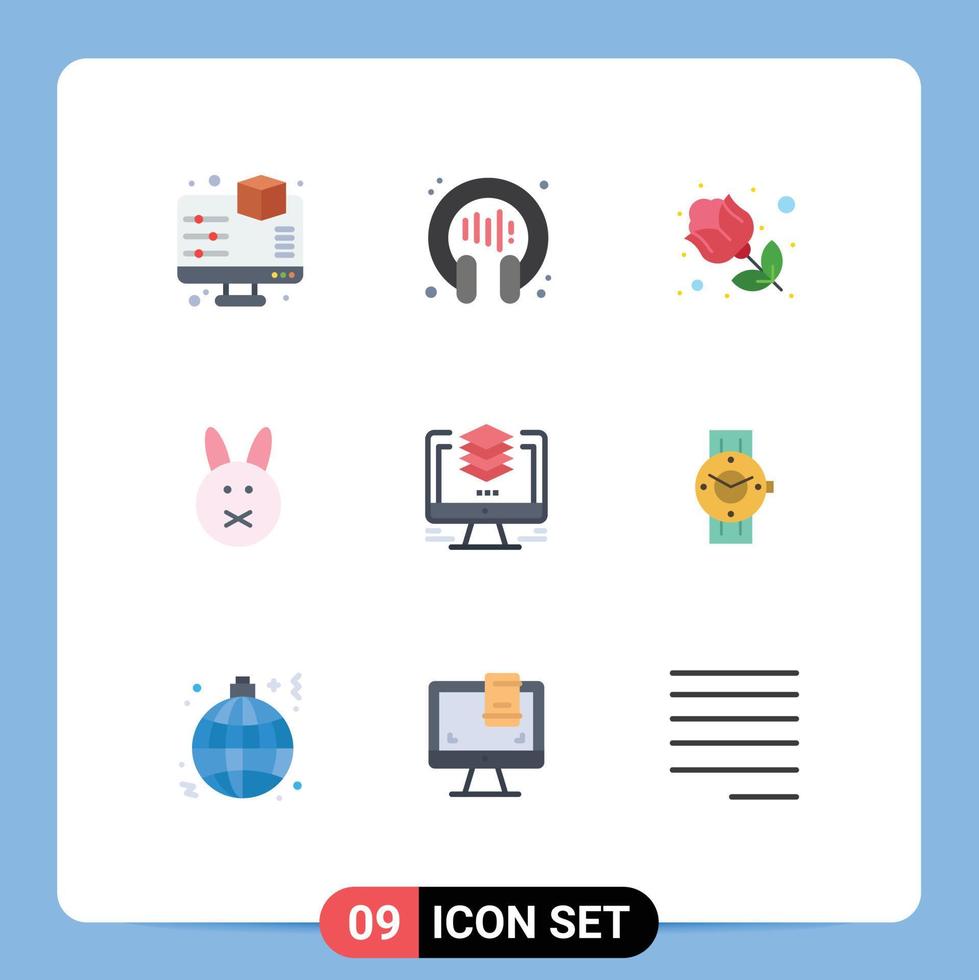 9 Flat Color concept for Websites Mobile and Apps file layers flower rabbit bynny Editable Vector Design Elements