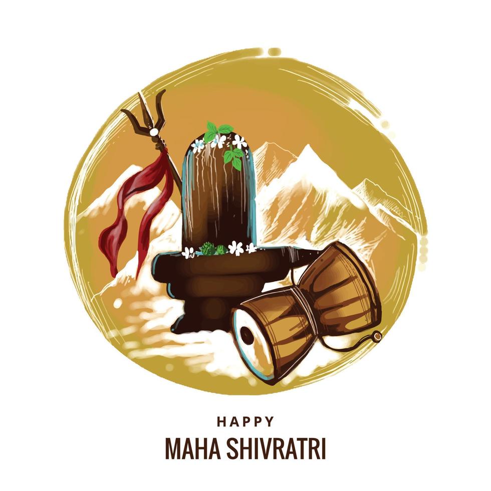 Happy maha shivratri traditional festival card background vector