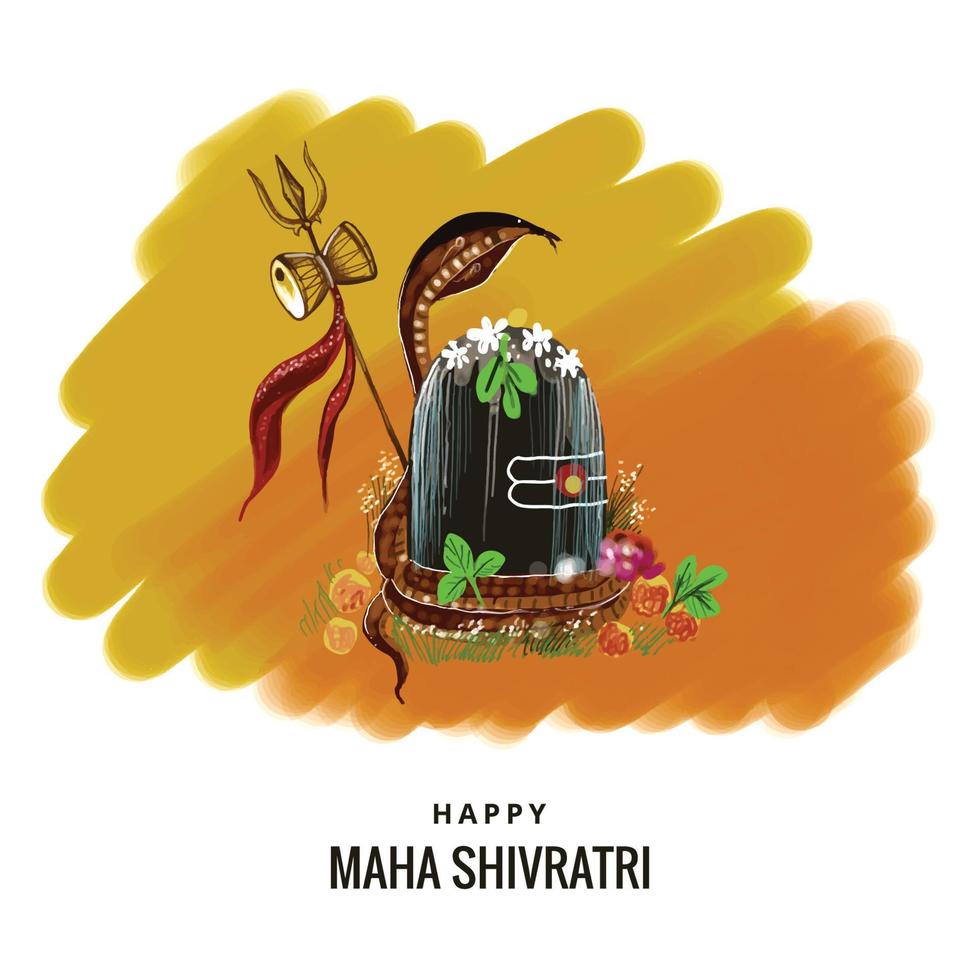 Maha shivratri festival background with shiv ling card design vector