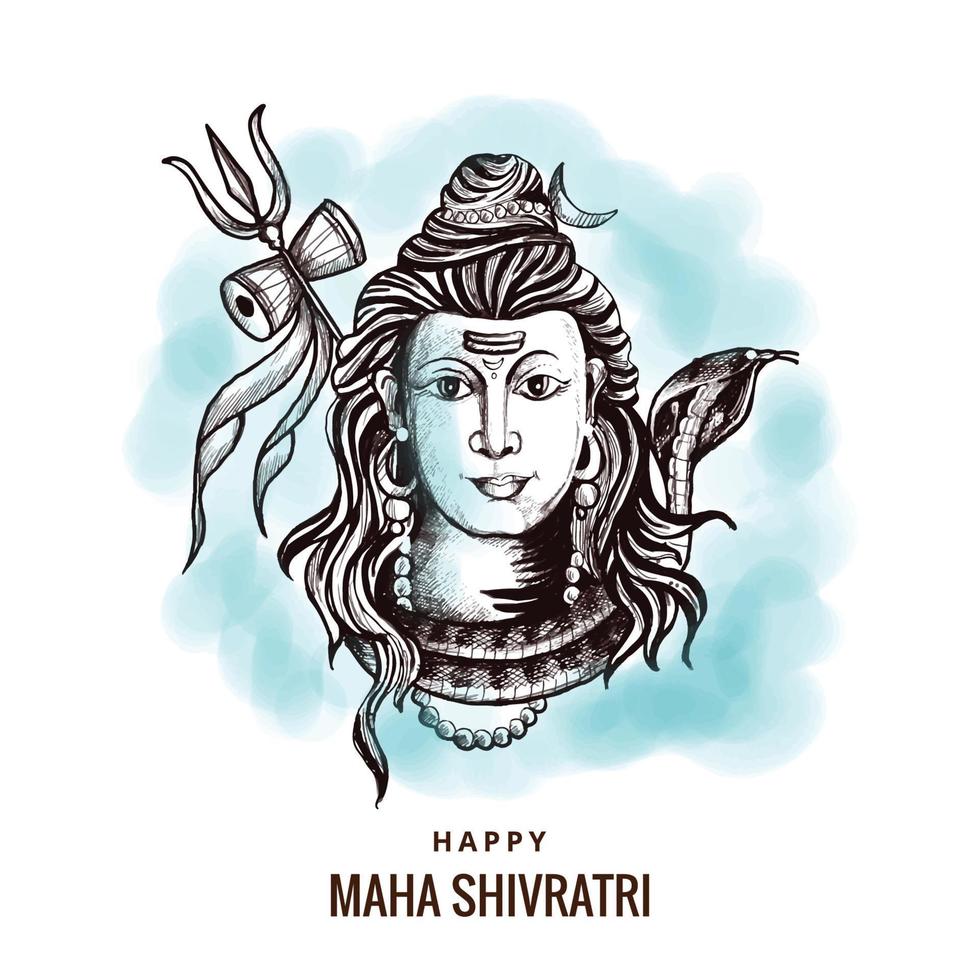 Hindu lord shiva for indian god maha shivratri beautiful card ...