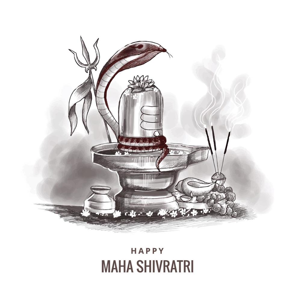 Maha shivratri festival background with shiv ling celebration background vector