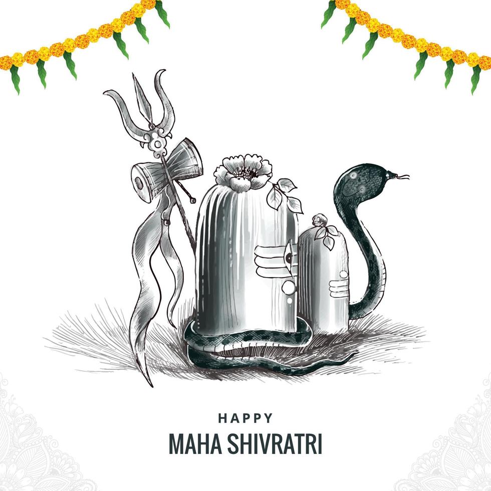 Maha shivratri festival background with shiv ling celebration background vector