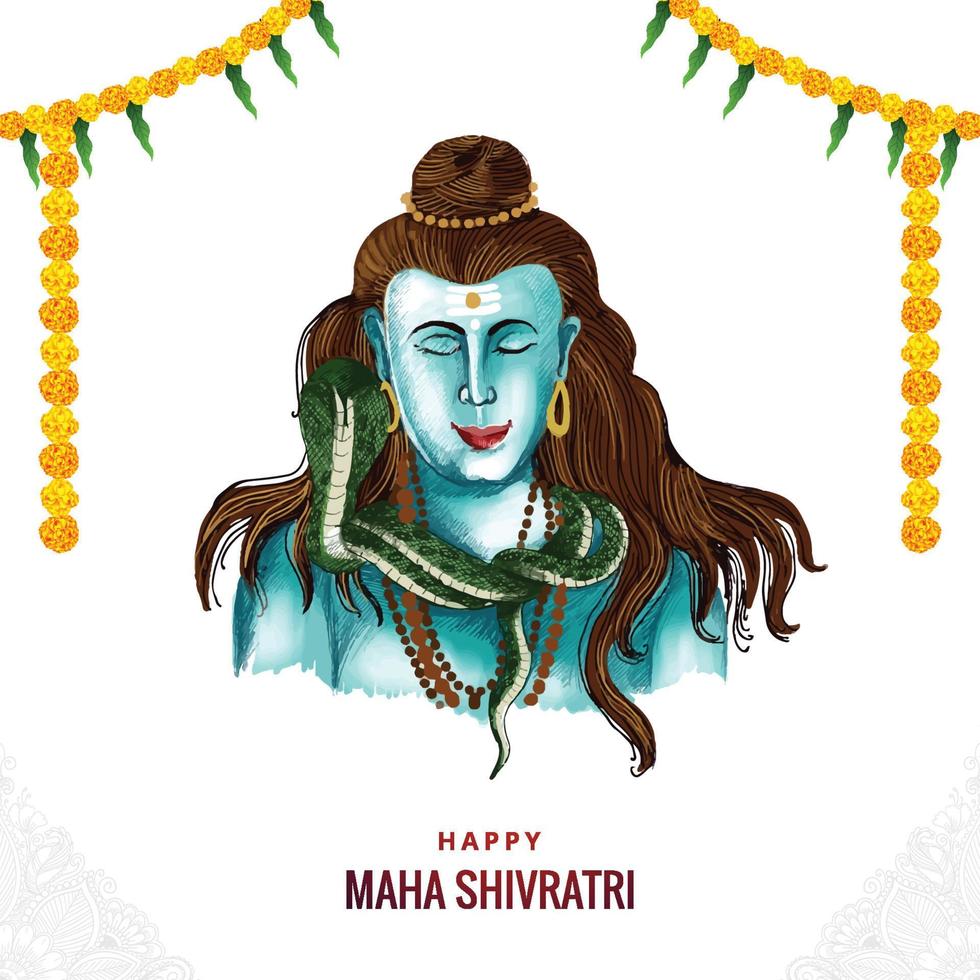 señor shiva dios indio de los hindúes para el diseño de la tarjeta maha shivratri vector