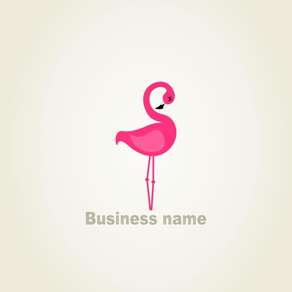 Pink flamingo on a grey background. A vector illustration