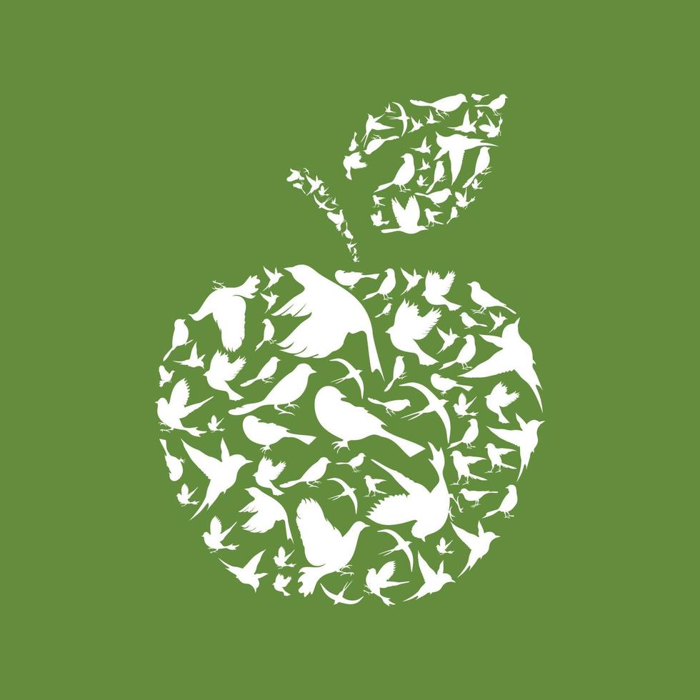 Apple made of birds. A vector illustration