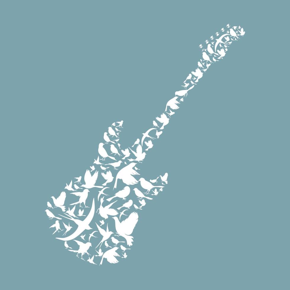 Guitar made of birds. A vector illustration