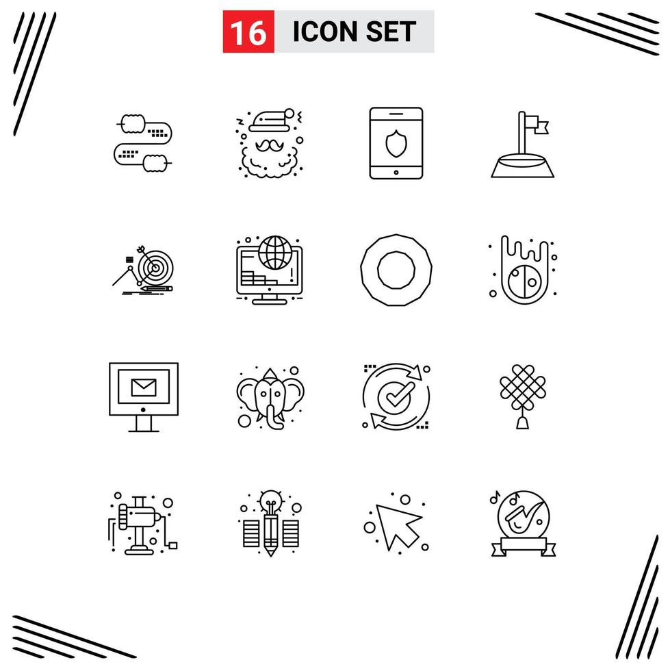 Modern Set of 16 Outlines and symbols such as success sport claus golf corner Editable Vector Design Elements