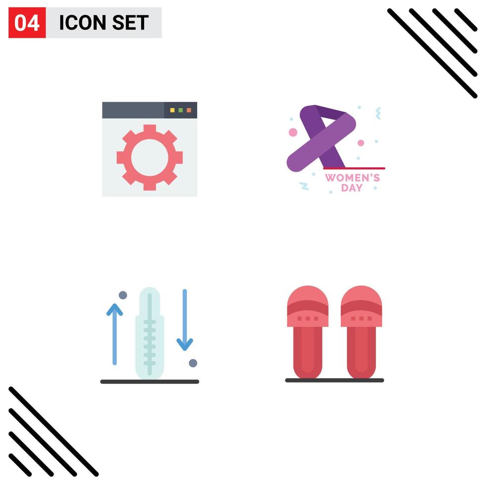 Set of 4 Commercial Flat Icons pack for optimization fitness awareness day increase Editable Vector Design Elements