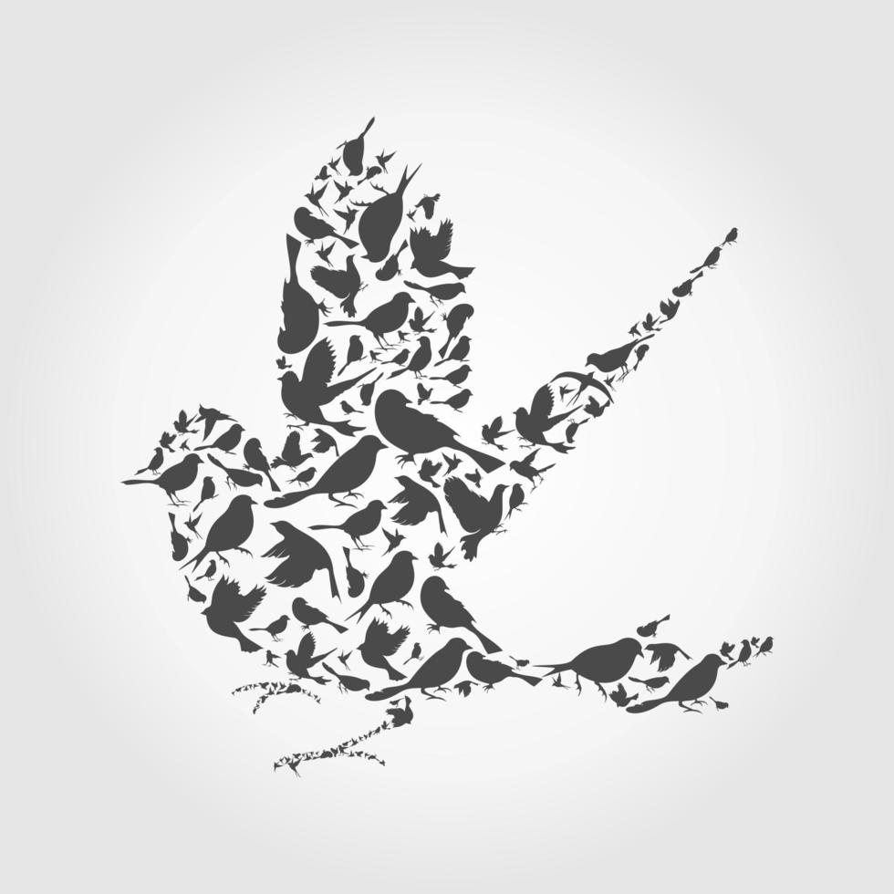 Bird made of birds. A vector illustration