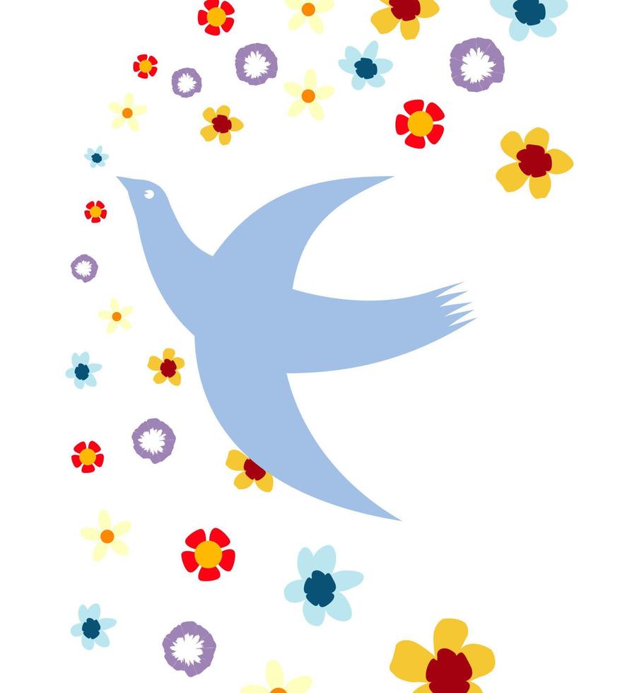 The white background and pigeon flies behind colours vector