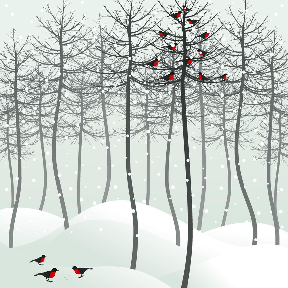 pájaro en un árbol en navidad. una ilustración vectorial vector