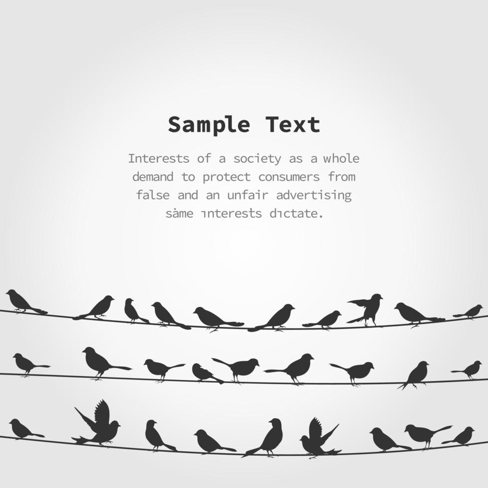 Set of birds on wires. A vector illustration