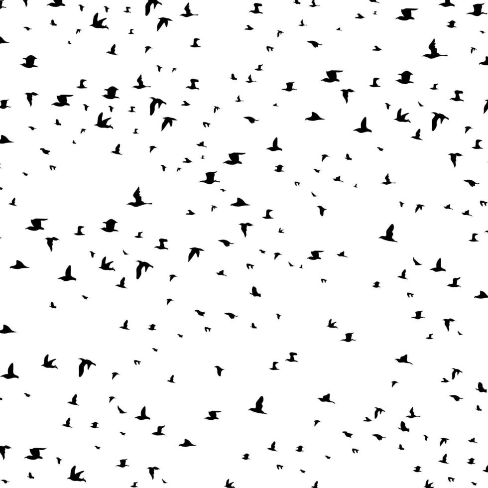 The flight of birds flies over wood. A vector illustration