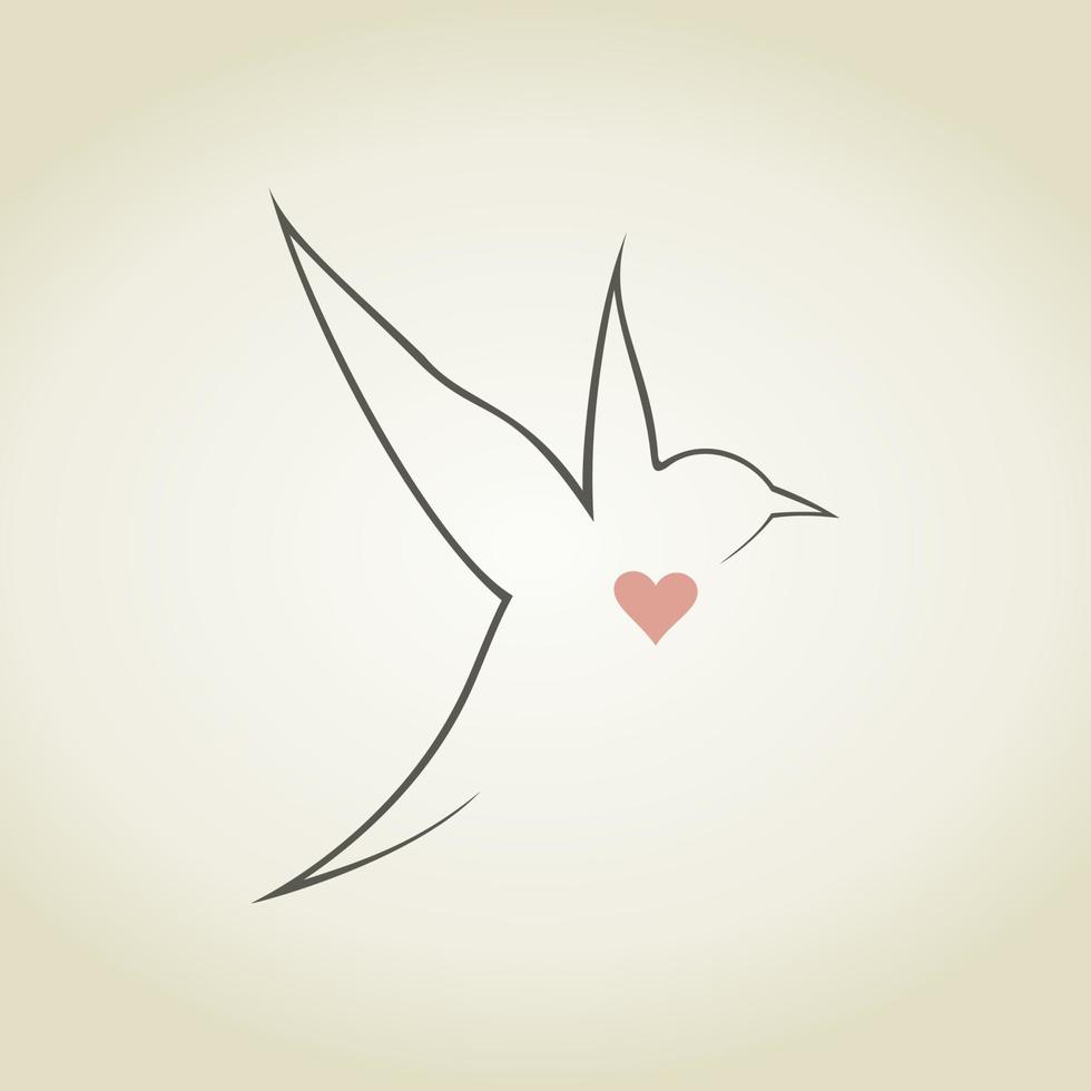 Heart in a breast of a bird. A vector illustration