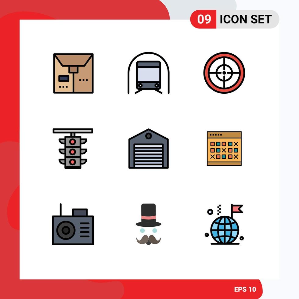 Set of 9 Modern UI Icons Symbols Signs for logistic train army traffic sign Editable Vector Design Elements
